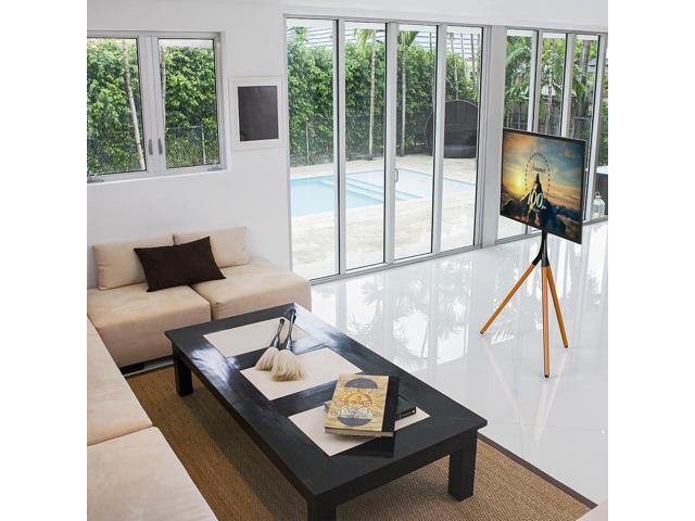 Easel TV Stand with Tripod Base for 45-65 inch Flat Screen up to 77lbs, Height Adjustable TV Stand Tripod for Living Room w/Cable Ties, 180°Swivel,...