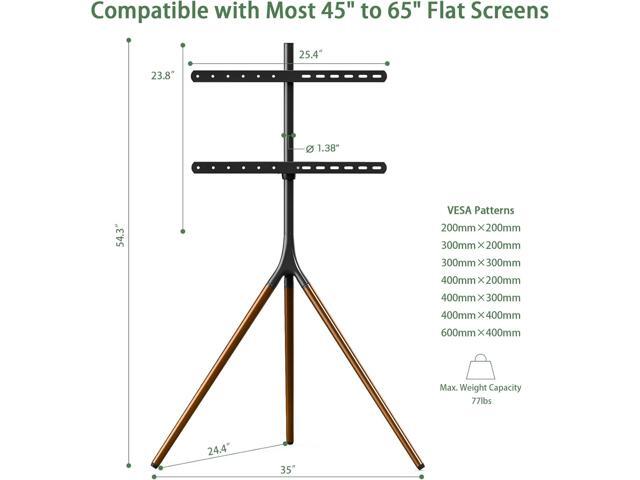 Easel TV Stand with Tripod Base for 45-65 inch Flat Screen up to 77lbs, Height Adjustable TV Stand Tripod for Living Room w/Cable Ties, 180°Swivel,...