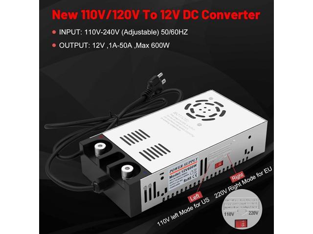 IMAYCC 110V AC to 12V DC Converter Power Supply 12V DC Switch Transformer for LED Strip, LCD Monitor, CCTV, Radio,Car Stereo and Diesel Heater 50A...