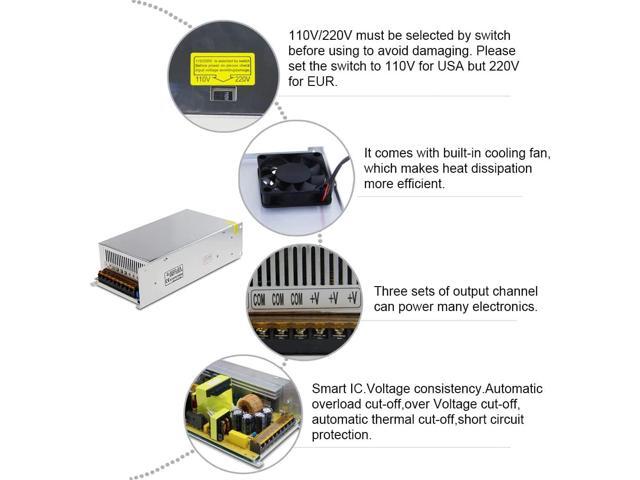 ALITOVE 24V 25A 600W Power Supply Adapter SMPS Switch Mode Power Supply LED Driver 110V 220V AC to DC 24 Volt 25 Amp 20A Converter Transformer for...
