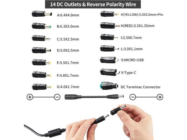 Adjustable Power Supply 3V~24V 5A 120W Universal 100V-240V AC/DC Power Adapter Converter 8V 12V 15V 18V 19V 20V 24V Power Supply with 14 DC...