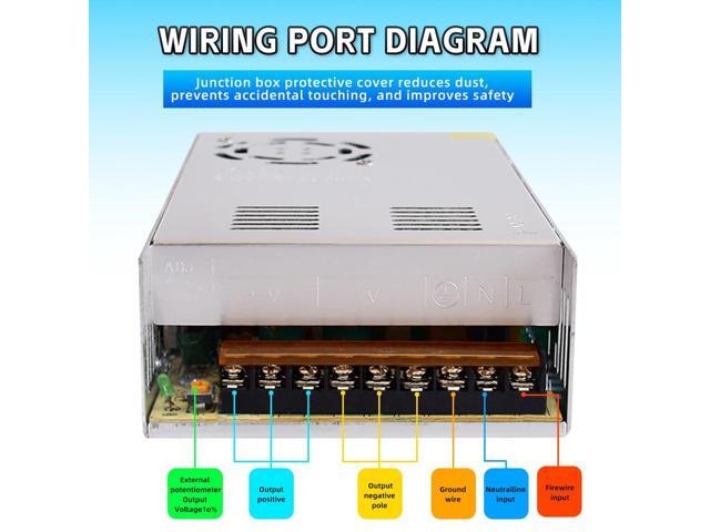 110V AC to 12V DC Transformer, 12V 500W 40A Switching Power Converter, Built-in Cooling Fan, with Various Power adapters.