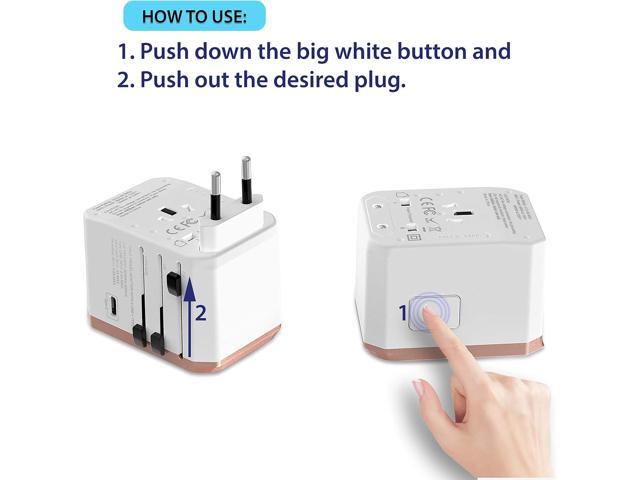 International Plug Adapter, Unidapt Travel Adapter Worldwide - All in one Universal Charger USB Travel Power Adaptor with 5 USB for EU AU UK USA -...