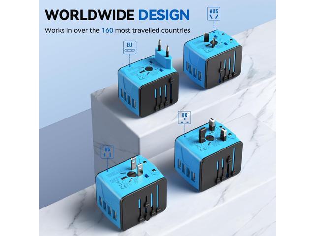 Unidapt Universal Travel Adapter, International Plug Adapter Fast 2,4A 4-USB European Power Plug, AC Wall Charger Worldwide Outlet for Europe US...