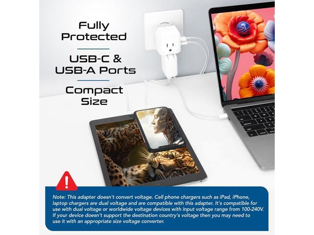 Ceptics World Power Plug Adapter Set, Dual USB & USB-C 3.1A, 20W with QC-PD, 2 USA Outlet Compact & Powerful, Use In Europe, Asia, Australia,...