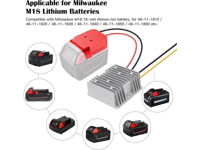 DC Power Aadpter for Milwaukee M18 Battery 18V to 12V Step Down Voltage Converter 15A MAX 180W Inverter Automatic Buck Converter DC Voltage...
