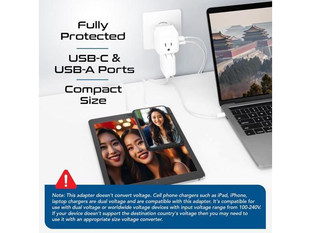 Ceptics China, Malaysia Power Adapter Travel Set, 20W PD & QC, Safe Dual USB & USB-C 3.1A2 USA Outlet - Compact-Use in Hong Kong, Kuwait,...