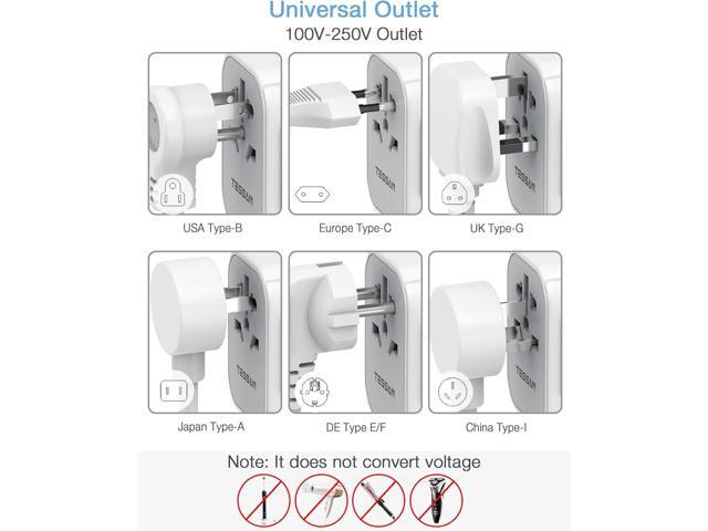 TESSAN Universal Travel Adapter, International Power Adapter 5.6A 28W 3 USB C 2 USB A Ports, Travel Worldwide Plug Adaptor, Outlet Wall Charger for...