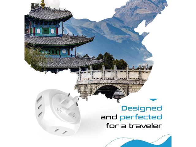 Ceptics Australia, China Travel Adapter - 5 Input with 20W PD-QC 3.1A Dual USB-C and USB - Ultra Compact - Light Weight - USA to Any Type I...