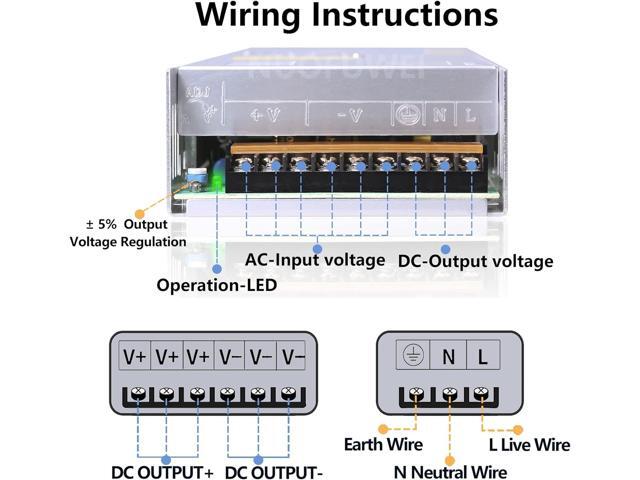 DC 36V 16.6A 600W Switching Power Supply Adapter - 110V AC to 36V DC Converter for Winch, Car Jack, LCD Monitor, CCTV, Car Stereo and More