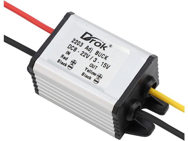 DROK 5V DC Converter, 2pcs Waterproof DC Buck Converter 8V-22V 12 V Step Down to 3V-15V 6V 9V 3A Adjustable Power Supply Voltage Regulator Module