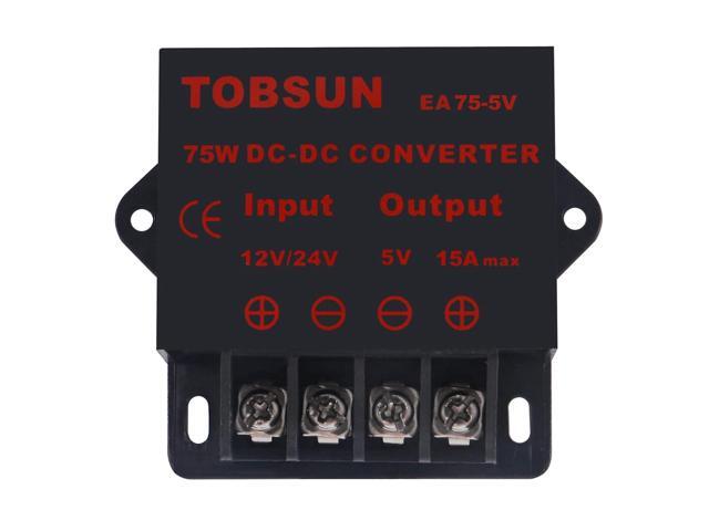 2 Pack DC Converter Step Down Regulator DC 12V 24V to DC 5V 15A 75W Regulated Power Supplies Transformer Converter