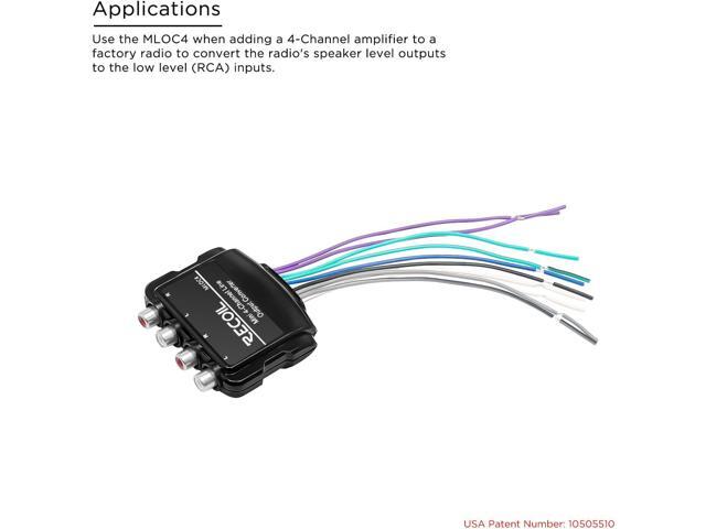 Recoil MLOC4 4-Channel Smart Micro Line Output Converter with 10V Output and 12V Remote Turn-On Trigger and 60 Ohm Load Impedance