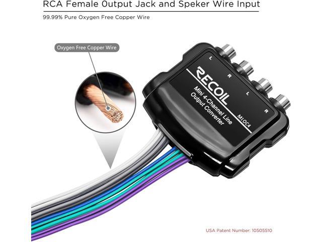 Recoil MLOC4 4-Channel Smart Micro Line Output Converter with 10V Output and 12V Remote Turn-On Trigger and 60 Ohm Load Impedance