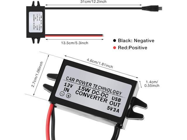DC-DC Buck Converter Module 12V to 5V Micro USB Power Adapter Compatible with Ring Alarm Keypad (3 Pieces)