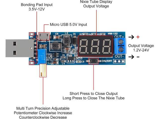 6pcs USB Buck Boost Converter 3.5V-12V to 1.2V-24V DC-DC Step Up Step Down Power Supply Module Voltage Regulator 5V to 3.3V 9V 12V 18V 24V