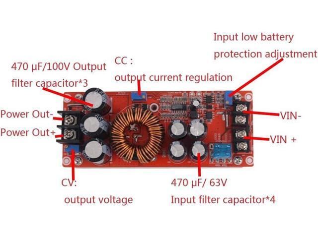 Aideepen 1200W 20A DC Converter Boost Car Step-up Power Supply Module Adjustable Voltage Converter 8-60V to 12-83V
