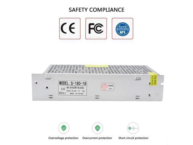 18V 10A Switching Power Supply Transformer AC110/220V to DC 18V 10A 180W for Industrial Automation, Electronic Equipment, Communications