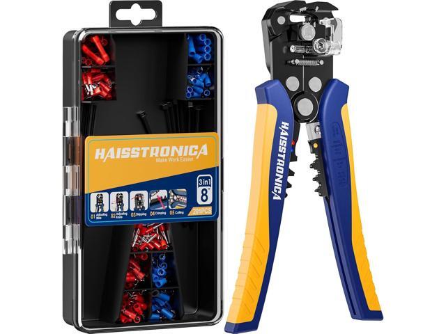 haisstronica 201PCS Wire Stripper Kit - Automatic Wire Stripping Tool for AWG 24-10 Cables with Insulated Terminals, Self Adjusting Universal Wire.