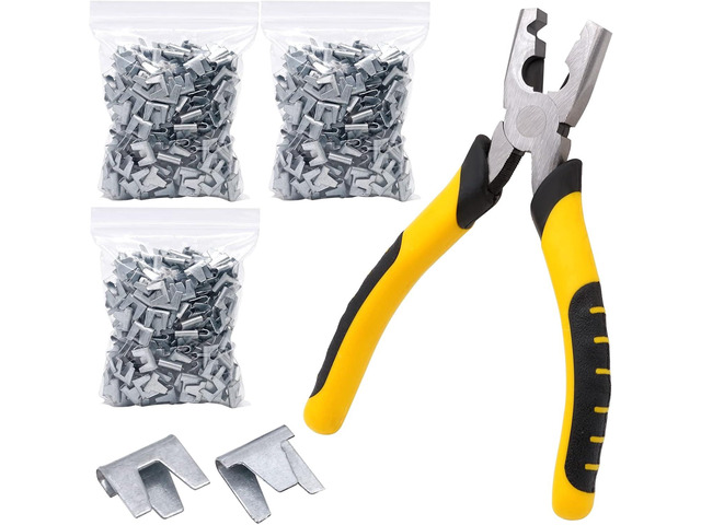 900pcs Rabbit Chicken Wire Cage Clips with Fence Pliers Hog Rings Snap-Ring Pliers Wire Clamp Tool Fasten Clips Buckle Pliers for Building...