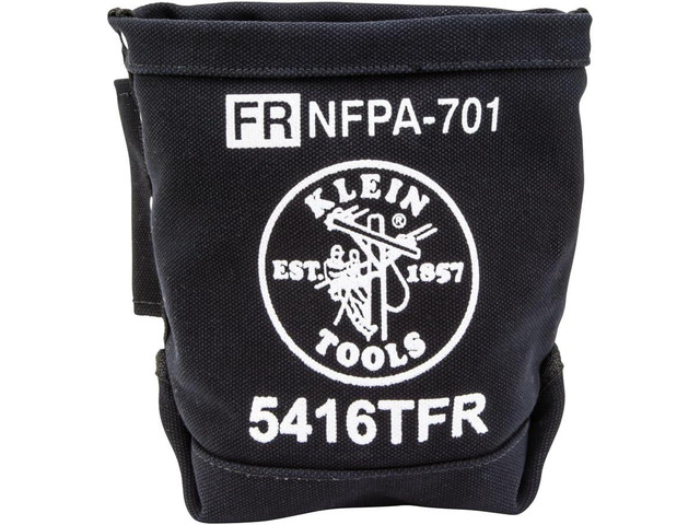 Klein Tools 5416TFR Tool Bag, Flame Resistant Canvas Bag for Bolt Storage with Double Reinforced Bottom and Tunnel Connect, 5 x 10 x 9-Inch