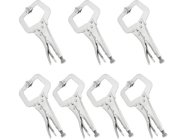 7 Pack 11 Inch C Clamp Locking Pliers,Locking C Clamp, Adjustable Nickel Plated C Pliers For Wood Working, Welding, Electrician Maintenance and.