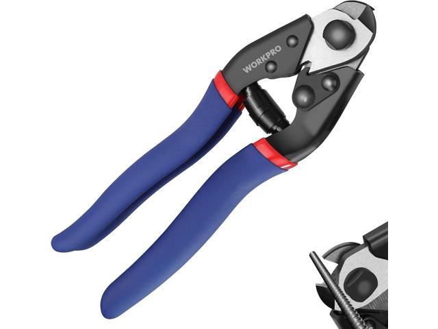 WORKPRO Cable Cutter, 7-1/2 Inch Heavy Duty Wire Rope Cutter Cr-V Steel Wire Cable with Safety Lock, Non-Slip Handle For Hard Wire Ropes, Steel.