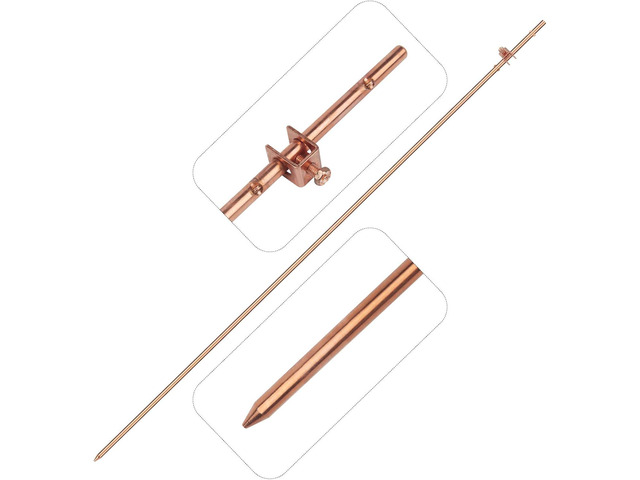 GOUNENGNAIL- 4 Foot Copper Grounding Rod, 3/8' Dia. Bonded Copper Ground Rod Equipped with Fall-free Cable Clamps(1 piece)