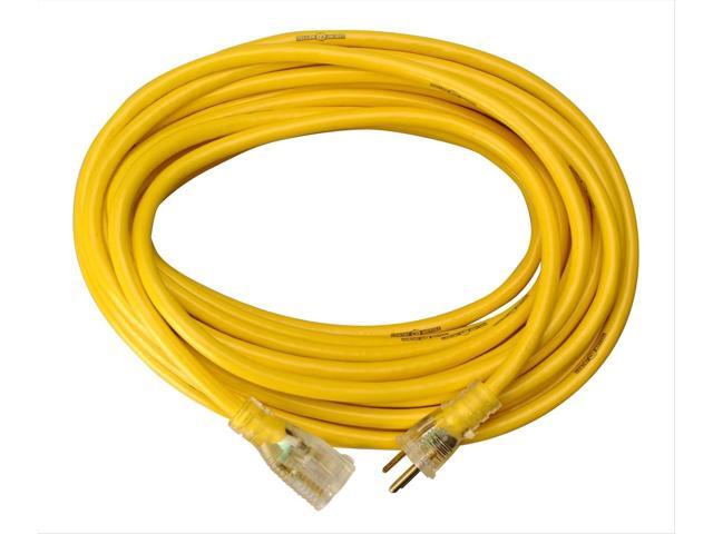 Southwire Yellow Jacket Heavy Duty Extension Cord - Reliable Outdoor Power for Tools & Equipment - Lighted End with Weather Resistant SJTW Jacket -...