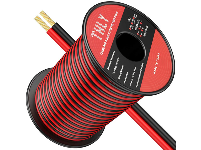 100FT 12 Gauge Wire, 2 Conductor Red & Black Electrical Cable, 12 AWG Ultra Flexible Low Voltage Automotive Wire for 12V LED Lighting, Car,...