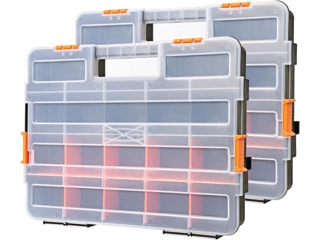 EMENTOL 2PCS Toolbox Organizer Sets, 20 Removable Dividers, Durable Plastic Box, Excellent for Screws, Nuts, Small Parts, 34-Compartment,...