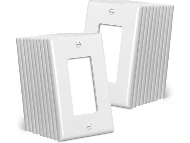 CML Mid-Size Decorator Wall Plates, 20 Pack Electrical Outlet Receptacle Covers, 1-Gang Switch Plates, Midway Size 3.18 x 5, Impact Resistant,...