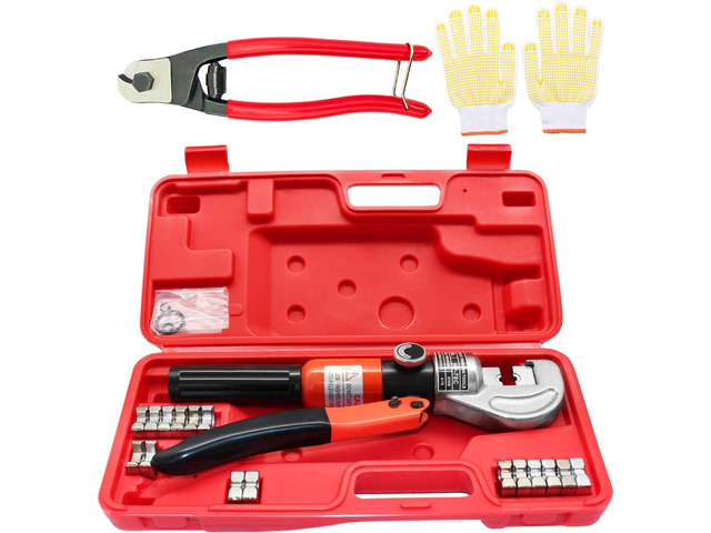 CKE Upgraded Hydraulic Cable Crimper Hand Tool for 1/8, 3/16 Stainless Steel Cable Railing Fittings - Wire Swaging Tool-10 Ton and Stainless Steel...