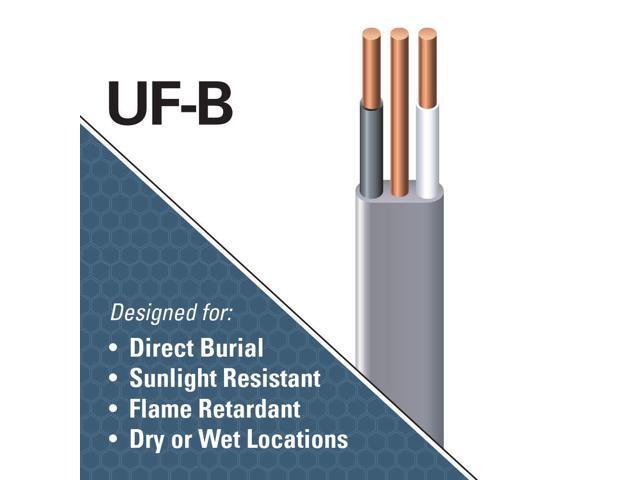 Southwire 13054226 14/2 UF W/G Hundred' Wire, Gray, Hundred Ft