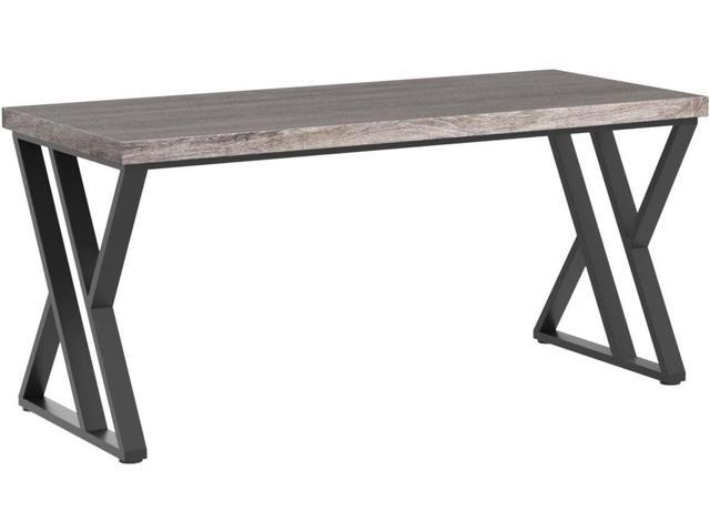 Tribesigns Writing Computer Desk, 55 inch Heavy Duty Study Desk with Z-Shaped Metal Leg, Modern Simple Home Office Computer Desk, Grey