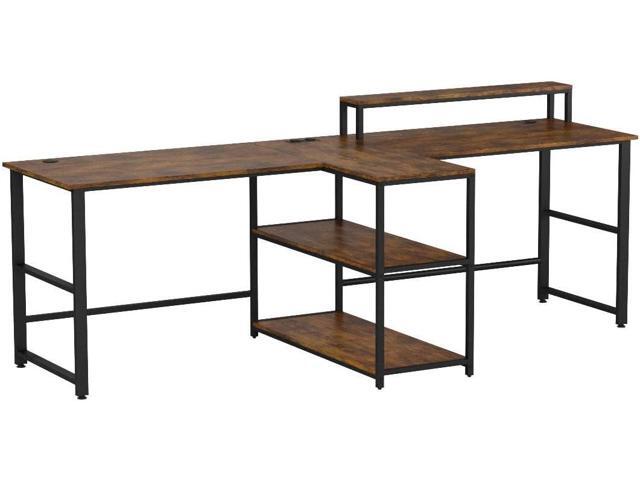 SEDETA 94.5' Home Office Desks, Computer Gaming Desk with Storage, LED Lights, Power Strip with USB, Keyboard Tray & Monitor Stand, Extra Long...