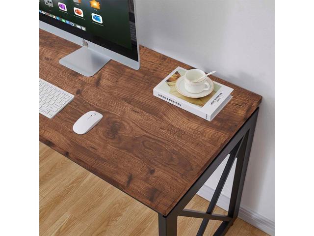 BON AUGURE 60 Inch Computer Desk for Home Office, Industrial Metal Wood Desks, Farmhouse Large Writing Table, Modern Sturdy Gaming Desk (Rustic Oak)
