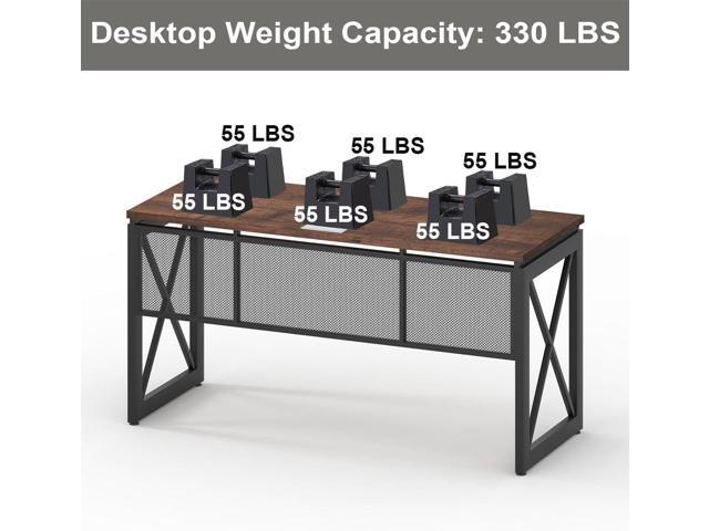 BON AUGURE 60 Inch Computer Desk for Home Office, Industrial Metal Wood Desks, Farmhouse Large Writing Table, Modern Sturdy Gaming Desk (Rustic Oak)