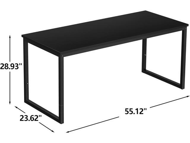 SUPER DEAL Computer Desk 55 Inch Modern Sturdy Office Desk PC Laptop Notebook Simple Writing Table for Home Office Workstation, Black