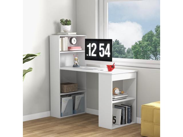 Giantex 48 Inch Computer Desk with Bookshelf, 3-in-1 Home Office Desk with 4-Tier Bookcase & CPU Stand, Space-Saving Reversible Writing Desk Work...