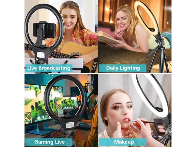 Sensyne 10'' Ring Light with 50'' Extendable Tripod Stand, LED Circle Lights with Phone Holder for Live Stream/Makeup/YouTube Video/TikTok,...
