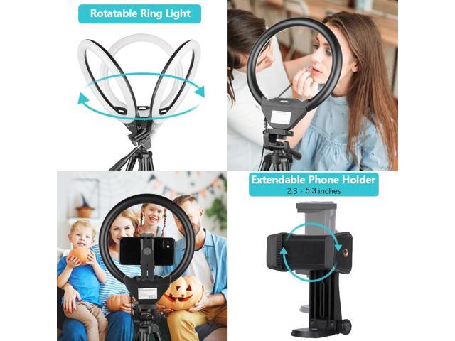 Sensyne 10'' Ring Light with 50'' Extendable Tripod Stand, LED Circle Lights with Phone Holder for Live Stream/Makeup/YouTube Video/TikTok,...