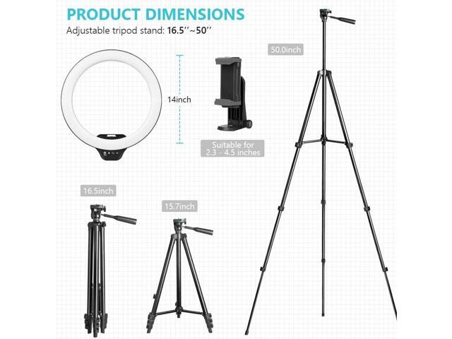 Sensyne 14'' Ring Light with 50'' Extendable Tripod Stand, LED Circle Lights with Phone Holder for Live Stream/Makeup/YouTube Video/TikTok,...