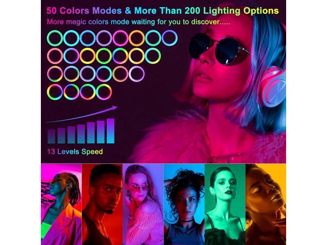 13' RGB Ring Light with 63' Stand and 2 Phone Holders, Tablet iPad Holder, Sunset Lamp, 51 Color Modes Selfie Ringlight with Desk Tripod, Halo Ring...