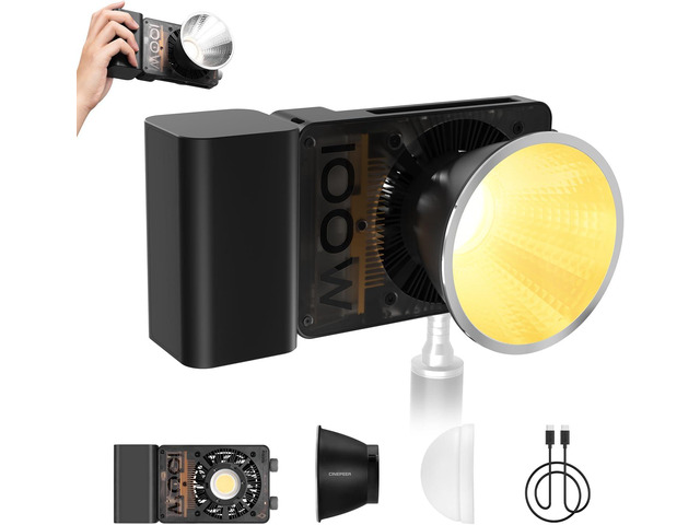 ZHIYUN CINEPEER CX100 100W LED Video Light with Built-in 4500mAh Battery,Bi-Color COB Continuous Output Lighting 2700K-6500K for Filmmaking/Live...
