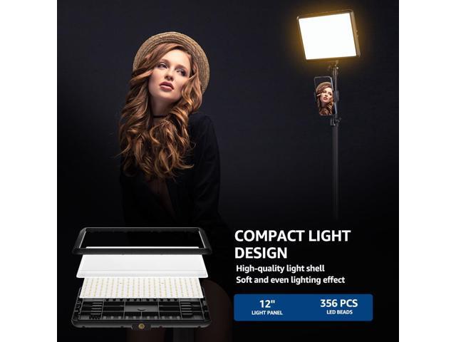 2-Pack LED Video Light Kit, NiceVeedi Studio Light, 2800-6500K Dimmable Photography Lighting Kit with Tripod Stand & Phone Holder, 73' Stream Light...