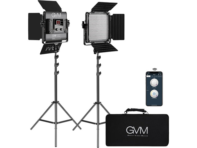 GVM 2 Pack LED Video Lighting Kits with APP Control, Bi-Color Variable 2300K~6800K with Digital Display Brightness of 10~100% for Video...
