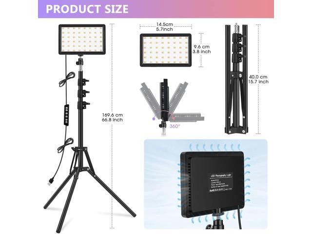 2 Packs LED Video Light Kit with 61.99' Tripod Stand, Dimmable 2400-6800K Photography Lighting for Studio Portraits/YouTube/Zoom Meeting/Live...