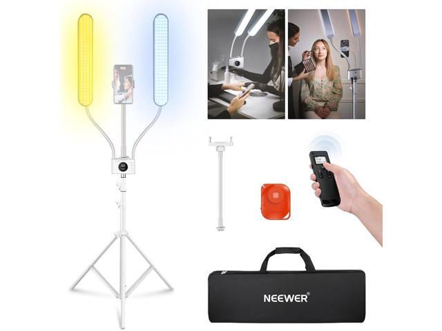 NEEWER Esthetician Light with Phone Holder & Travel Bag Kit, Support 2.4G/PC/MAC Control & Separate Control of 2 LED Light Heads, CRI98+ Bi Color...