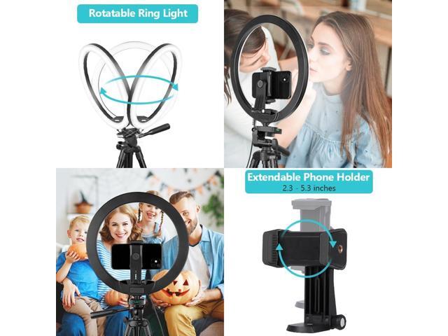 Sensyne 12'' Ring Light with 50'' Extendable Tripod Stand, LED Circle Lights with Phone Holder for Live Stream/Makeup/YouTube Video/TikTok,...